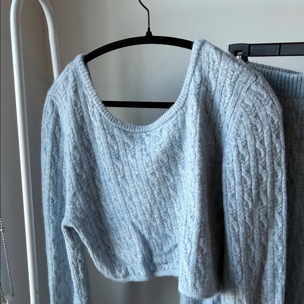 Future Collective Gray Knit Cropped Sweater + Skirt Set - Picture 5 of 8